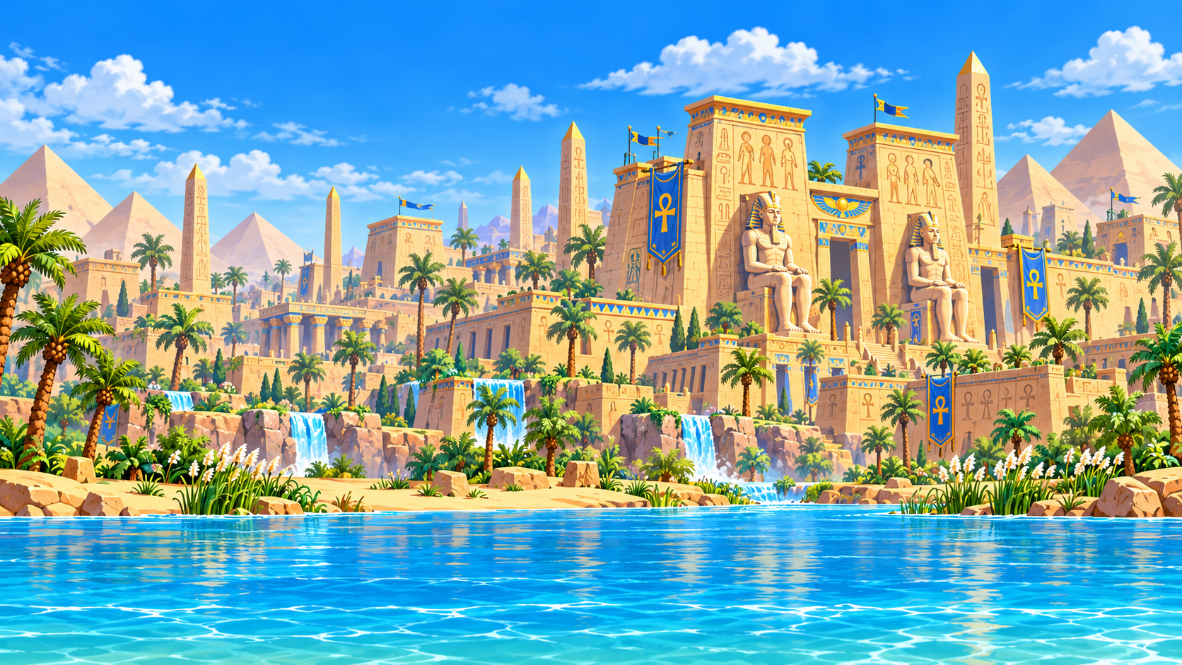 Osiris: Nile Run, an ancient Egyptian adventure with temples, palms, and golden coins